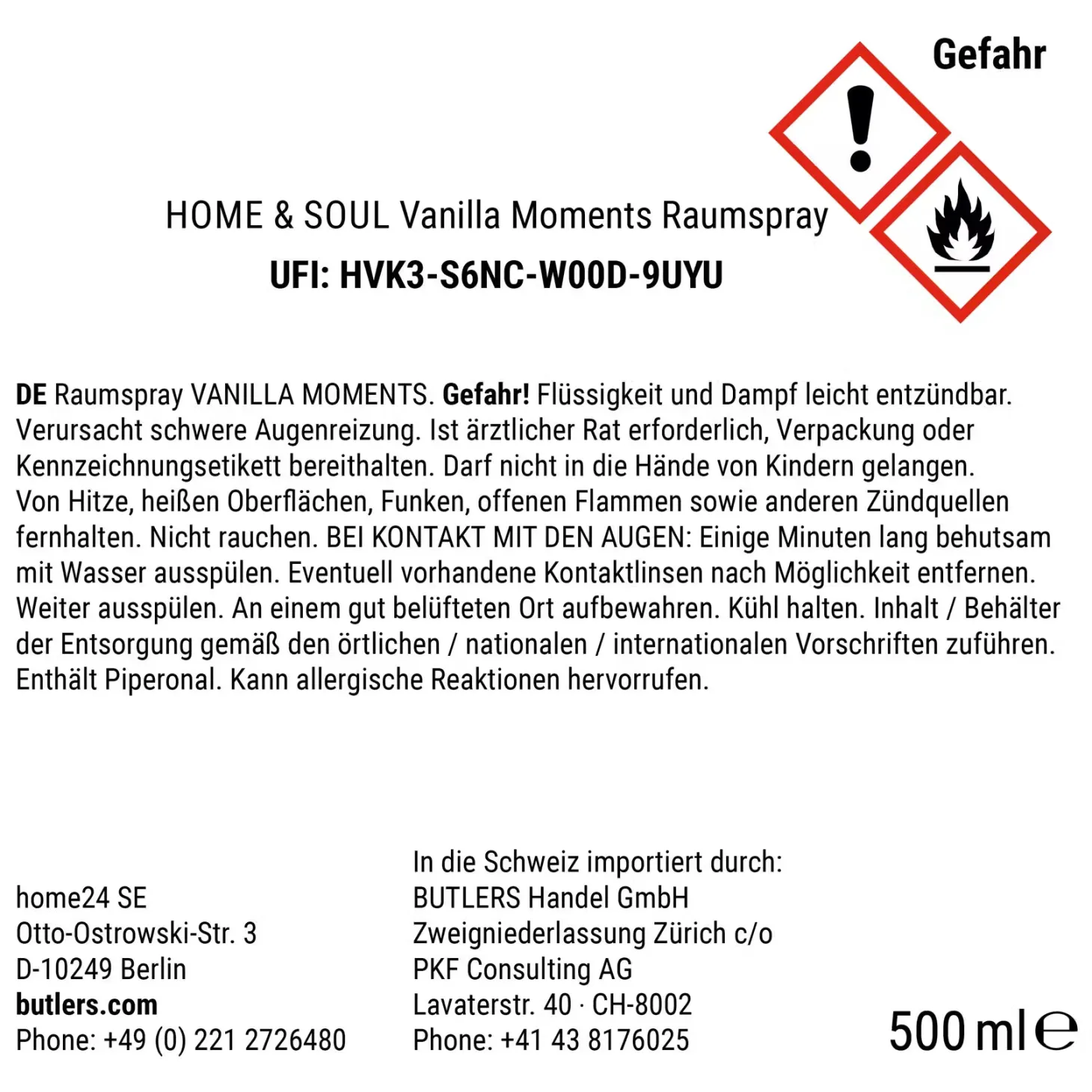 HOME & SOUL Raumspray Vanilla Moments